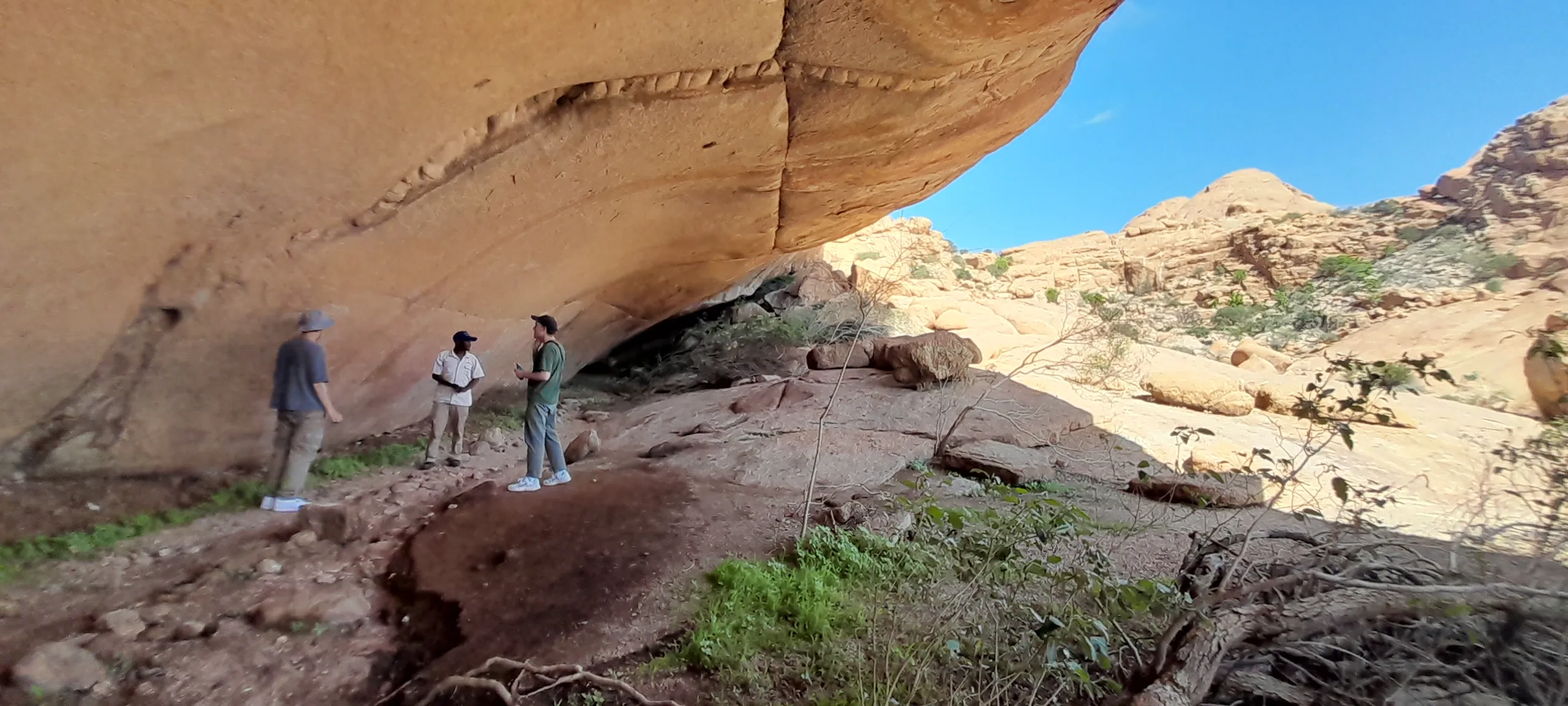 Guided hiking trail at Spitzkoppe showing rock formations